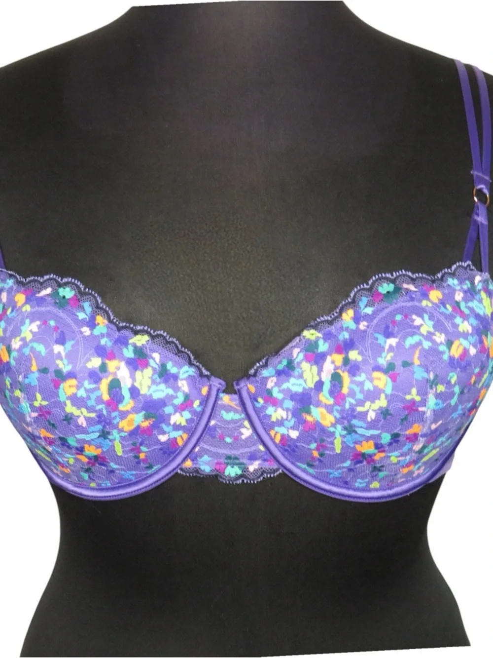 Savage X Fenty Steamy Floral Padded Balconette Bra NWT Purple 32B